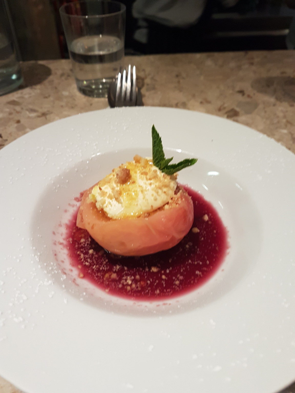 Great Peach Dessert Dish at Barrafina